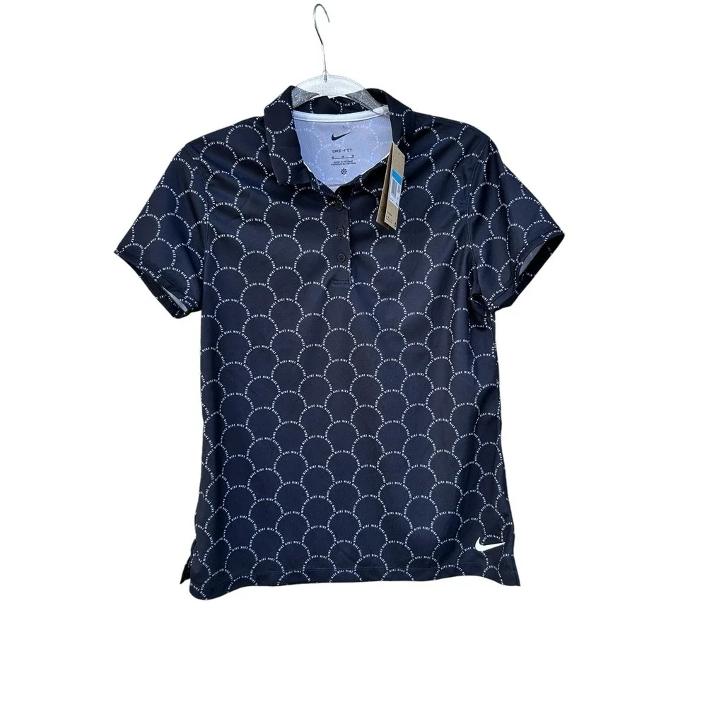 Nike Womens Dri-FIT Victory Print Golf Polo Shirt Black FB8527-010 M